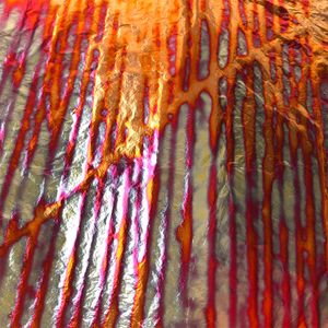 Цветная поталь оксид, №01 Малиново-оранжевые полосы, 5 листов, 14 на 14 см