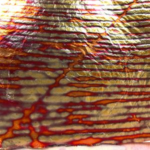Цветная поталь оксид, №01 Малиново-оранжевые полосы, 5 листов, 14 на 14 см