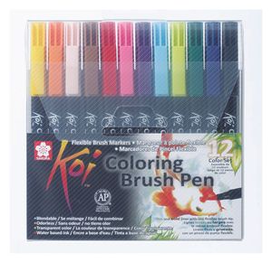 Набір маркерів Koi Coloring Brush Pen, 12кол., Sakura