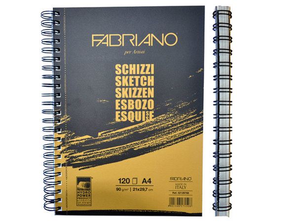 Альбом для эскизов на спирали, А4 (21х29,7см), 120 листов, 90 гр, Schizzi Sketch, Fabriano
