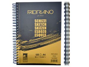 Альбом для ескізів на спіралі, А4 (21х29,7см), 120 арк, 90 гр,  Schizzi Sketch, Fabriano