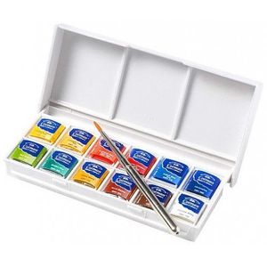 Набор акварельных красок 12 цв + кисточка, плаcт. коробка, Winsor Cotman Sketchers’ Pocket Box
