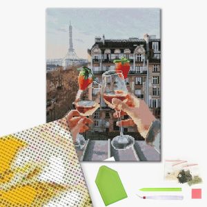 Алмазная картина мозаика вышивка, Бокалы Парижа, 40 x 50 см, BrushMe