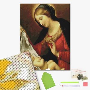 Алмазна картина мозаїка вишивка, Матір Божа з немовлям, 40 x 50 см, BrushMe