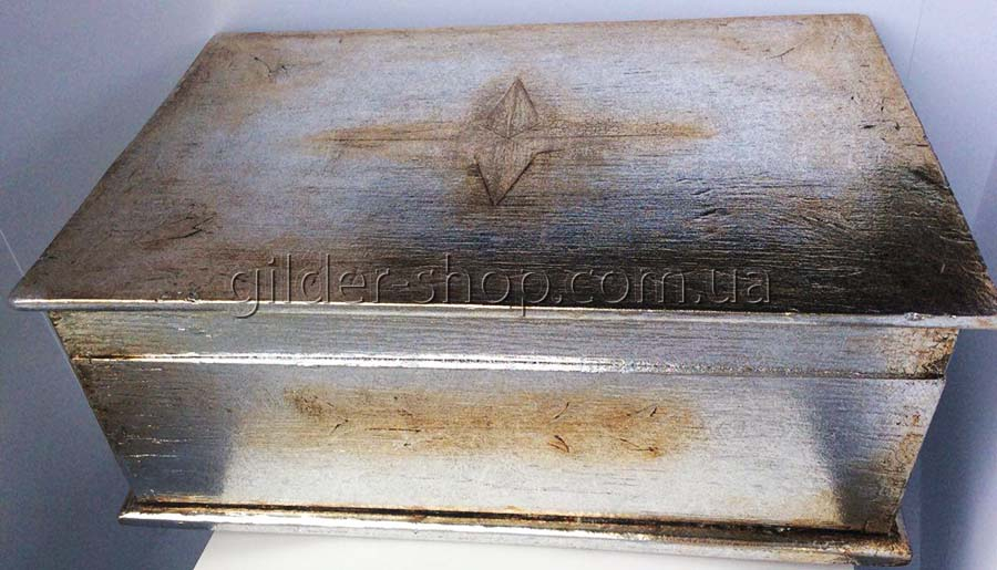 Золочение шкатулки серебряной ватой №3 Серебро.