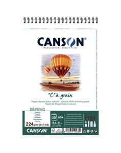 Альбом для ескізів на спіралі, А5, 30 арк, 224 гр,  148 х 210 мм, Ca Grain, Кансон (Canson)