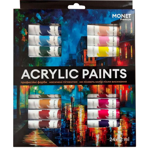 Набір акрилових фарб Monet 24 кол 12 мл туби в картоні (1565160) - зображення 1