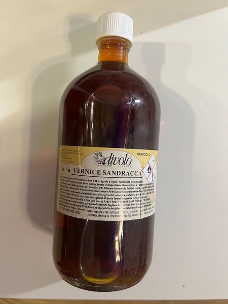 Лак покривний для дерева та позолоти Лак сандарак Sandracca, 1000 мл, Divolo - зображення 1