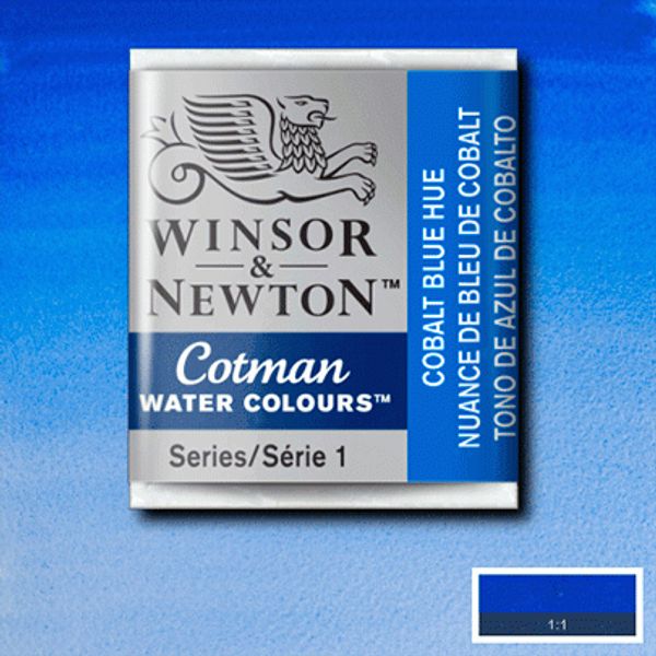 Краска акварельная, кювета, Синий кобальт №179, 2 мл, Винзор Cotman Half Pan, Cobalt Blue Hue