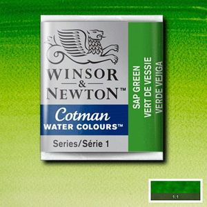Краска акварельная, кювета, Сушеная зелень №599, 2 мл, Винзор Cotman Half Pan, Sap Green