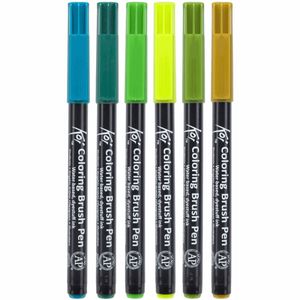 Набір маркерів Koi Coloring Brush Pen, BOTANICAL, 6кол., Sakura