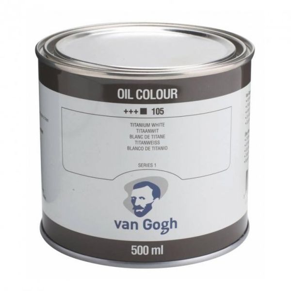 Краска масляная, Белила титановые на сафлоровом масле 105, 500 мл, Ван Гог (Van Gogh)