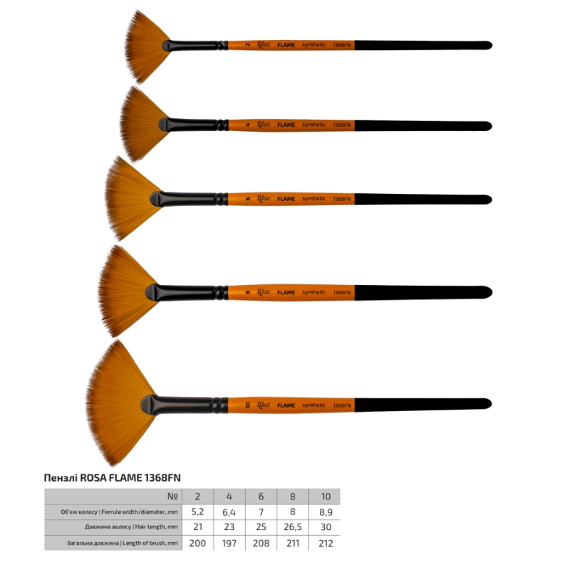 Купить Кисть веерная синтетика FLAME 1368FN, ROSA в ассортименте