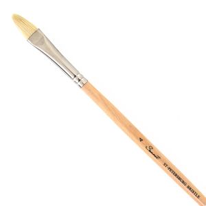 Кисть овальная №4, ширина 10 мм, щетина, длинная ручка под лаком, Сонет DK10020