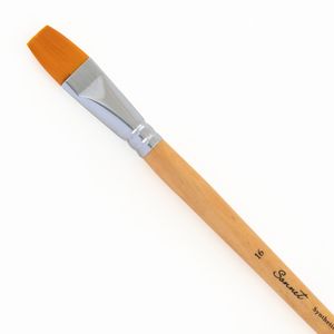 Кисть плоская №16, синтетика, длинная ручка под лаком, Сонет 3222