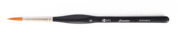 Кисть круглая, синтетика, короткая ручка с изгибом, №8, Santi Sensation