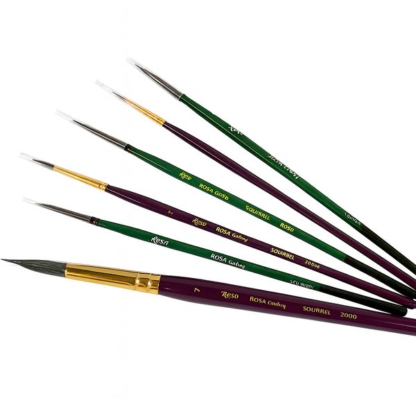 Пензлик круглий білка, коротка ручка 2080, Squirrel, Rosa Gallery (Роса) в асортименті