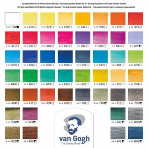 Набір акварельных фарб, 48 кол.+пензлик, кюв., метал. бокс, Van Gogh