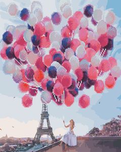 Алмазная картина-раскраска, Париж в воздушных шариках, 40 x 50 см, БрашМи (BrushMe)