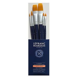 Набор кистей, синт, 6 шт, №6, №12, №6, №12, №24, №16, Fine Synthetic Brushes Set, Lefranc длинная ручка
