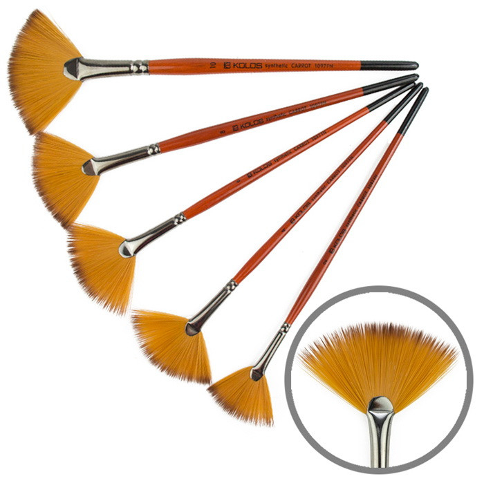 Купить Кисть веерная синтетика, №8, короткая ручка 1097FN Carrot, Kolos