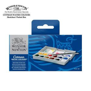 Набор акварельных красок, 12 цв.+кисть, кюветы, плаcт. коробка, Винзор (Winsor) Cotman Sketchers’ Pocket Box
