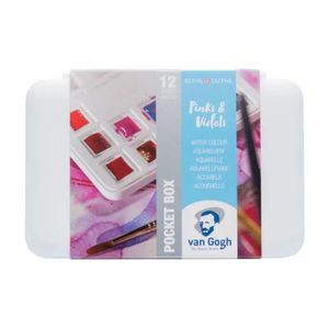 Набор аквар. красок 12 цв+кисть, Pocket box плаcт.бокс коробка, Van Gogh Pinks & Violets Royal Talens