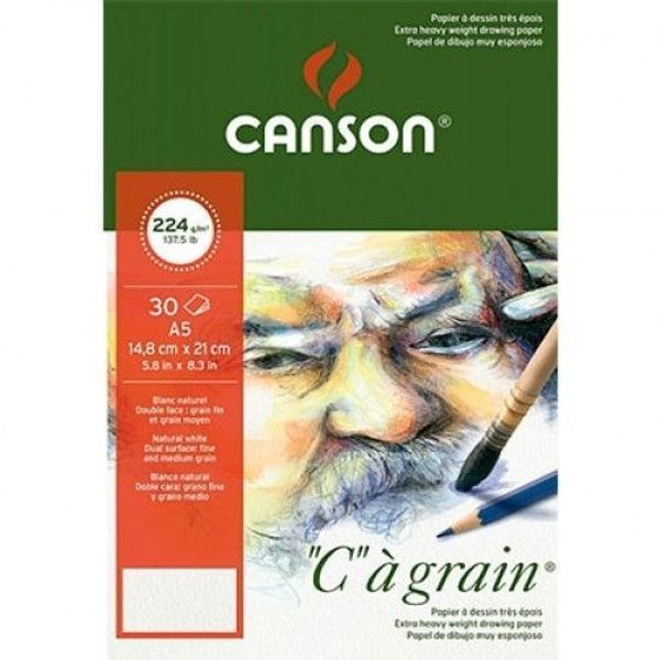 Альбом для ескізів на спіралі, А5, 30 арк, 224 гр,  148 х 210 мм, Ca Grain, Кансон (Canson)