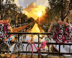 Картина по номерам, Закат на улочке Амстердама, 40 x 50 см, БрашМи (BrushMe)