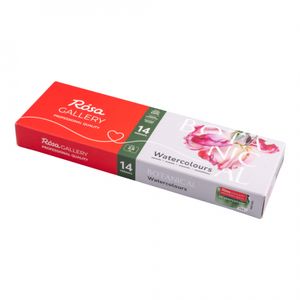 Набір акварельних фарб, "BOTANICAL", 14 кол, кювети, Індіго метал. бокс (М), Rosa Gallery