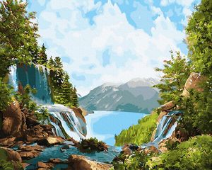 Картина по номерам, Чудесный водопад, 40 x 50 см, БрашМи (BrushMe)