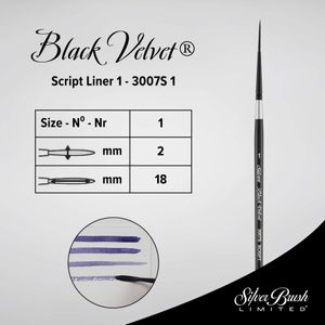 Кисть лайнер белка микс, №1 (2мм), Black Velvet 3007S, Силвер Браш (Silver Brush)