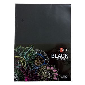 Бумага для рисования черная, 10 листов, 150 г/м2, А4, 210х270 мм, Santi