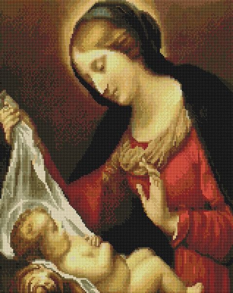 Алмазна картина мозаїка вишивка, Матір Божа з немовлям, 40 x 50 см, BrushMe