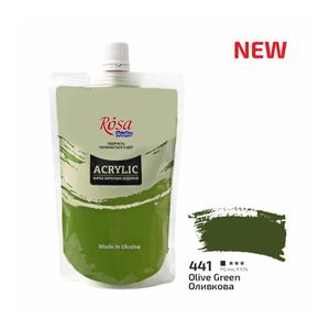 Фарба акрилова, Оливкова, 200 мл, ROSA Studio 441