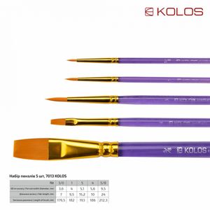 Набор кистей 7013, синтетика круг/плос. 3/2 шт., Kolos