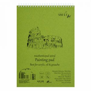 Альбом для акрилу та олії на спіралі AUTHENTIC (DRAWING) А4, 290г/м2, 20л, білий папір, SMILTAINIS