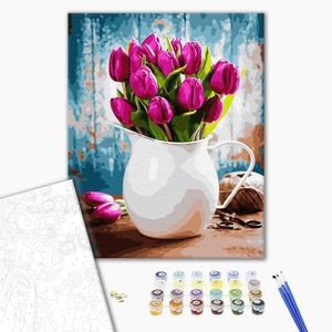Картина по номерам, Тюльпаны в чашке, 40 x 50 см, GX31612, БрашМи (BrushMe)