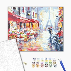 Картина по номерам, Цветочная улица в Париже, 40 x 50 см, БрашМи (BrushMe)