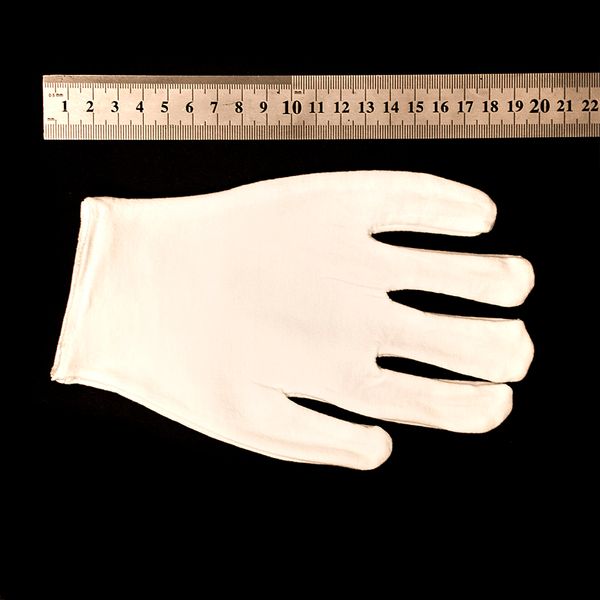 Білі бавовняні рукавички з укороченою манжетою, розмір L