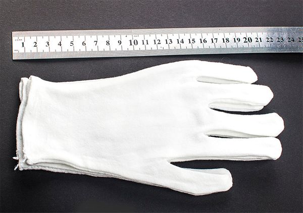 Білі бавовняні рукавички еластичні, розмір L