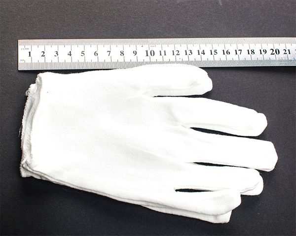 Белые хлопковые перчатки эластичные, размер М