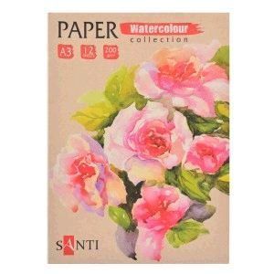 Набор бумаги для акварели А3 12 листов 200 г/м2, 297х420мм, Watercolor Collection, Санти (Santi)