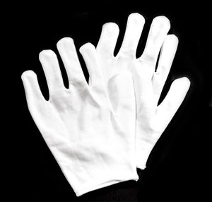 Білі бавовняні рукавички з укороченою манжетою, розмір M