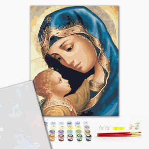 Картина по номерам, Матерь Божья, Premium (цветной холст + лак), 40 x 50 см, БрашМи (BrushMe)