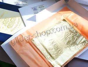 Поталь золото 2.5, 100 листов, 16 на 16 см, высшее качество, тяжелая, Манетти (Manetti)
